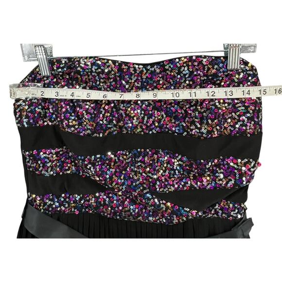Ruby Rox Vintage Y2K Dress M Black Multi Sequin Strapless Pleated Fairy Showgirl - Picture 7 of 16